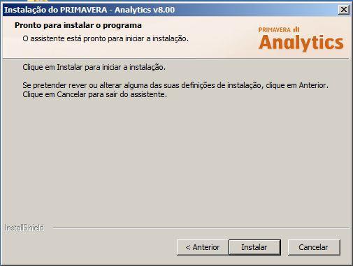 Host). O PRIMAVERA Analytics pode ser instalado em qualquer posto da rede. 5. Neste passo inicia-se o processo de instalação de ficheiros, ao fim do qual o assistente de instalação é encerrado.