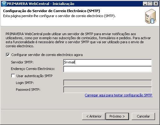 Após a seleção da base de dados é configurada a conta de Autenticação Windows.