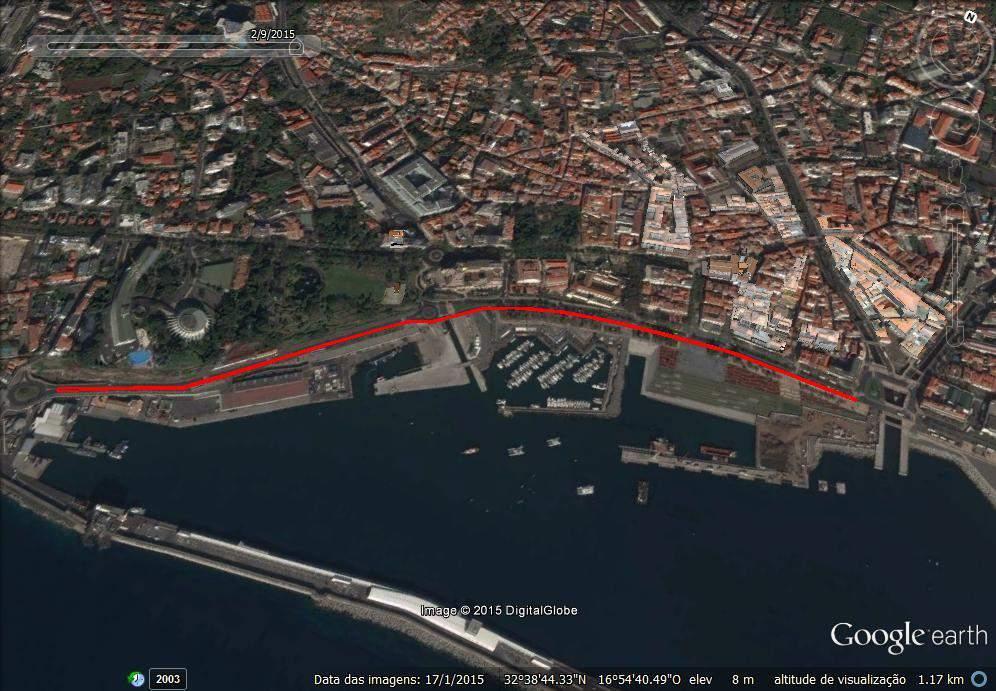 até junto ao 3º retorno situado imediatamente antes da rotunda de acesso ao Porto do Funchal.
