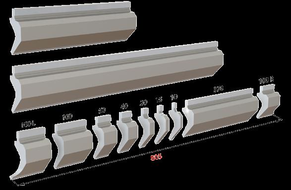 MET À 415 mm STANDARD 835 mm E FRAZIONATI 805 mm I PUNZONI STANDARD SONO DISPONIBILI A MAGAZZINO NELLE LUNGEZZE DI: 415 mm - 835 mm E FRAZIONATI (805 mm) TE PUNCES ARE AVAILABLE IN TE FOLLOWING