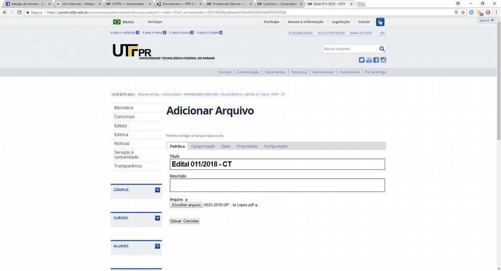 ARQUIVO Para postar o Edital e documentos referentes ao concurso 2.