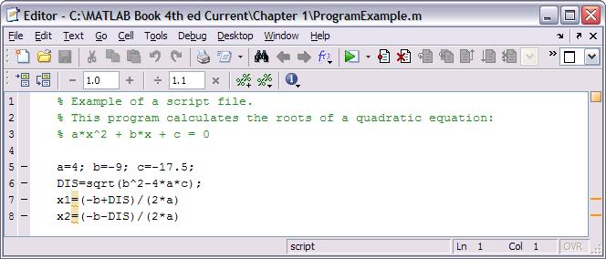 Editor Script File M-file File >