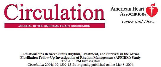 Management (AFFIRM) Study The AFFIRM Investigators* Uso de DAA: 49% aumento da mortalidade ICC: 57% aumento da