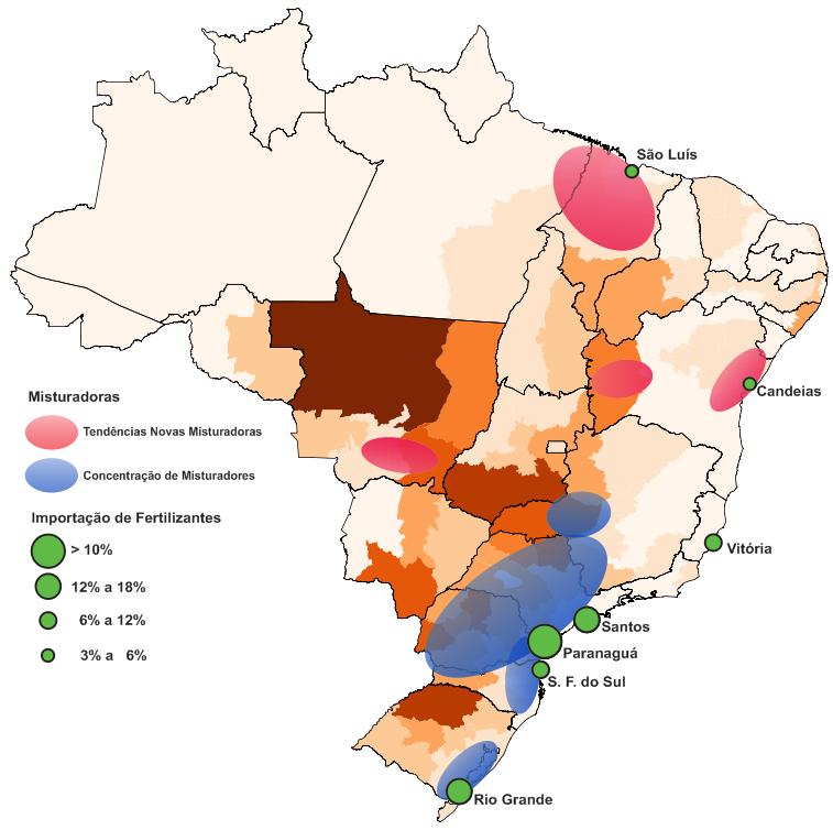 destinos como a região centro-oeste do país, porém prioritariamente para atender o mercado local, propriedades nas regiões norte e nordeste do país.