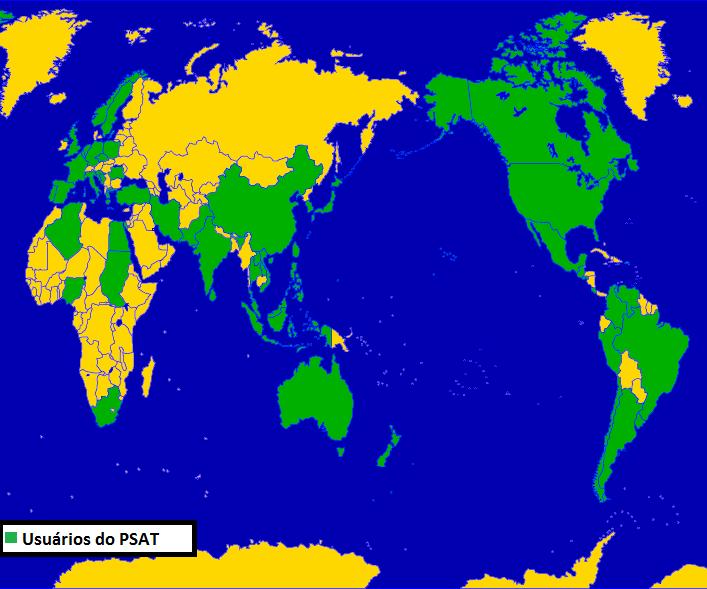 CAPÍTULO 5 RESULTADOS DE SIMULAÇÕES E ANÁLISES Figura 5.2 Usuários de PSAT ao redor do mundo [25] 5.3.1.