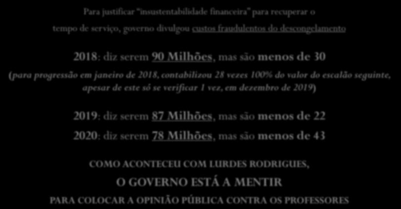 Para justificar insustentabilidade financeira para recuperar o tempo de serviço, governo divulgou custos fraudulentos do descongelamento 2018: diz serem 90 Milhões, mas são menos de 30 (para