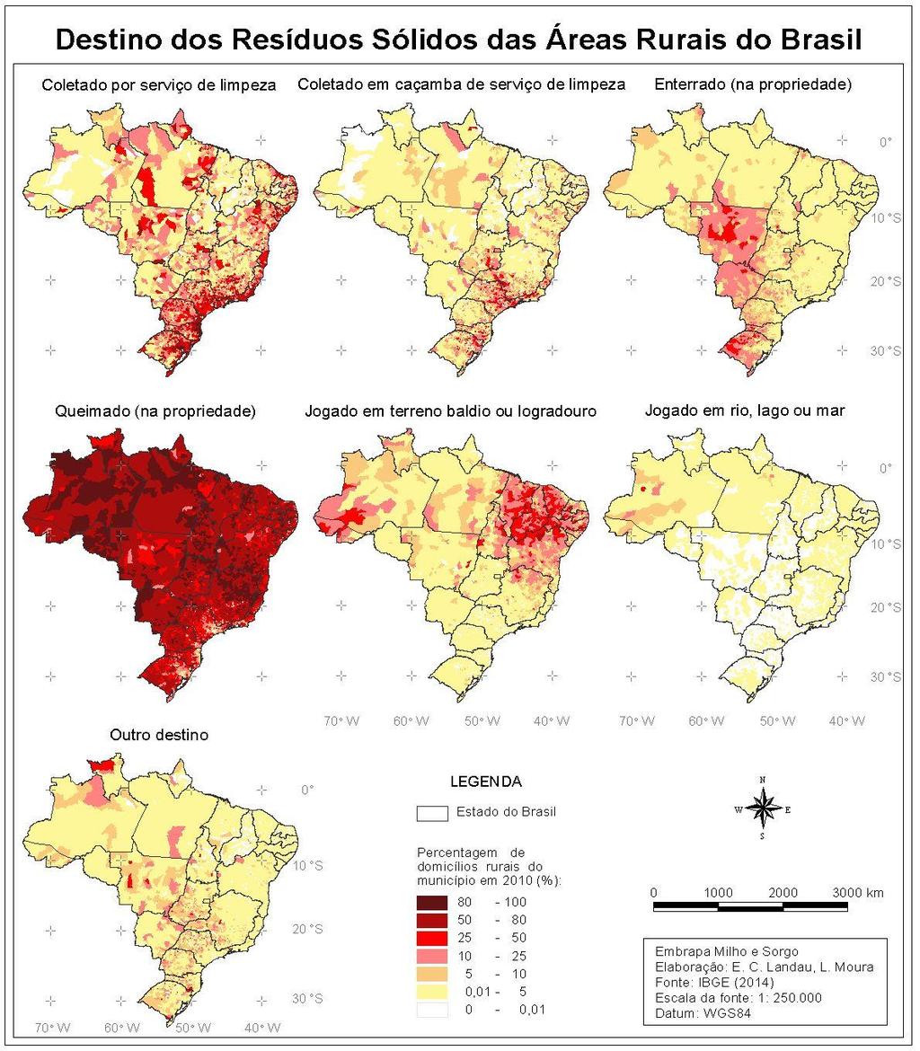 Variação Geográfica do Saneamento Básico no Brasil em 2010: domicílios urbanos e rurais Figura 5.30.