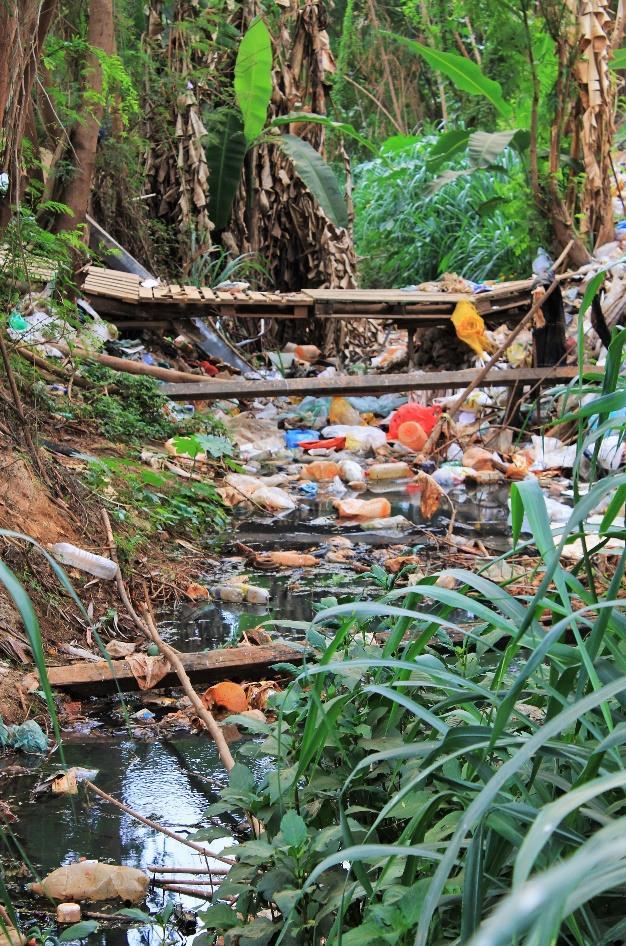 Resíduos sólidos jogados em rio, lago ou mar : Rio Atuba, em área urbana