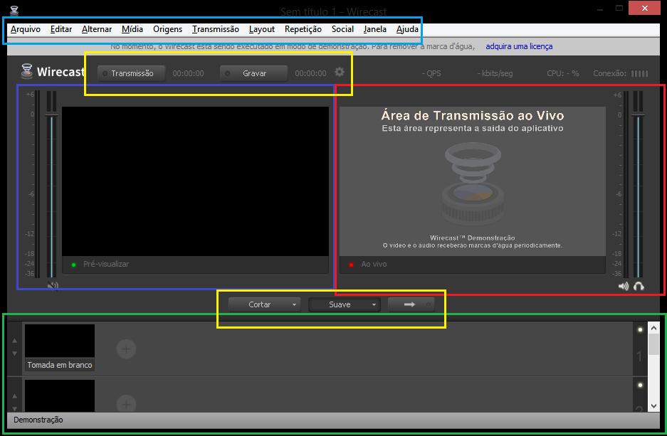 2ª PARTE CONFIGURAÇÃO 1 Agora estaremos configurando a transmissão. Execute o Wirecast 6, clicando no ícone em sua área de trabalho ou através do menu iniciar de seu sistema.