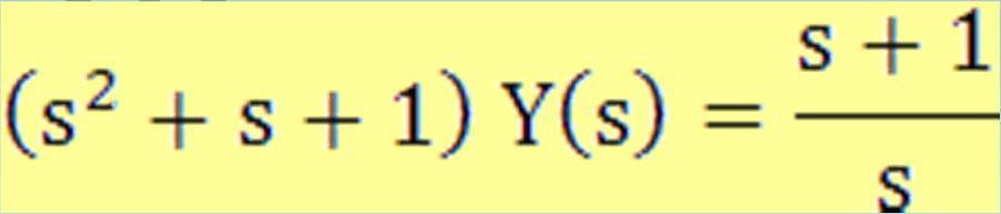 Exemplo 12 y + y + y(t) = x(t) y(0) = 0 e y (0) = 1; x(t) = u 1 (t) = degrau unitário (1) (2) (3) Fazendo-se a Transformada de Laplace de