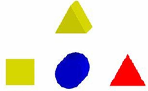 14 comparação. Cada estímulo de comparação apresentava apenas uma dimensão (cor, espessura ou forma) em comum com o estímulo modelo, conforme a Figura 2. 1 2 Figura 2.