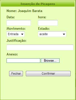 humanos. As operações disponíveis neste painel são as seguintes: inserção, pesquisa, alteração, validação e eliminação de registos. Todas as operações estão sujeitas a notificação ao colaborador.