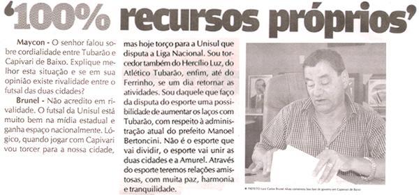 Veículo: Jornal O Esporte Data: Tubarão,