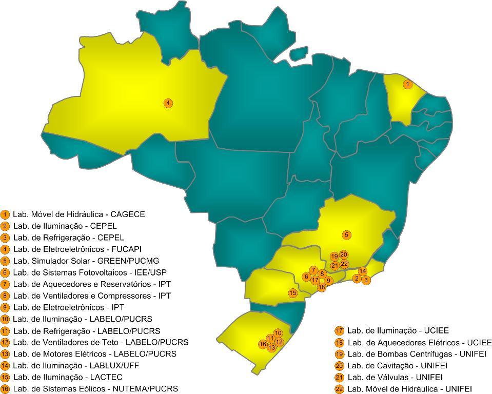 Figura 4 Laboratórios contemplados pelo Projeto O Projeto de Capacitação Laboratorial permitiu criar as condições necessárias para aumentar a quantidade de categorias de equipamentos contemplados com