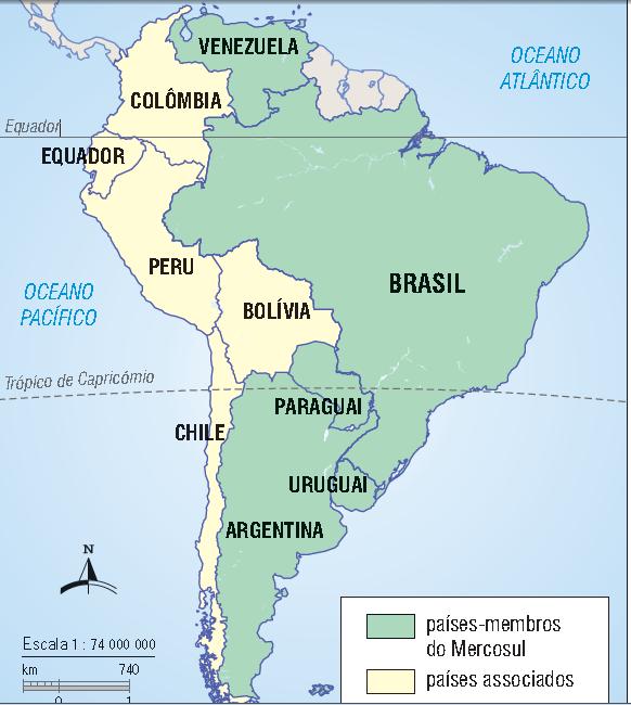 MERCOSUL (Mercado Comum do Sul) Ele é formado pelos Estados Membros Argentina, Brasil, Paraguai e Uruguai, que se integraram formando um Mercado Comum após acordos estabelecidos no Tratado de