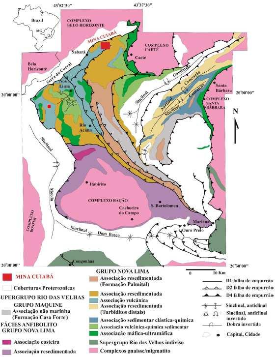 4 CARACTERIZAÇÃO GEOLÓGICA A Mina Cuiabá está inserida no contexto geológico do Quadrilátero