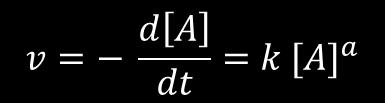 Determinação da lei de velocidade Exemplo: Na decomposição térmica de A obtiveram-se os seguintes dados da variação da concentração com o tempo: t / 10 3 s 0 2 4 6 8 10 2 [A] / mol L -1 1,10 0,86