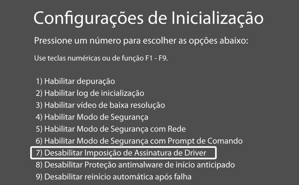 9 - Clique no botão Reiniciar. 10 - Ao reiniciar serão apresentadas diversas opções.