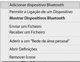 Para isso clique por favor no icon Bluetooth que se encontra na barra de tarefas do Windows e selecione a opção