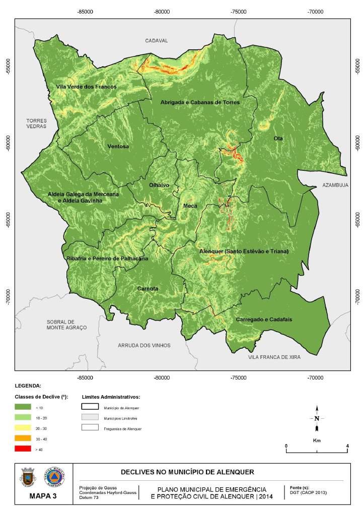 Mapa 3: Declives no Município de Alenquer