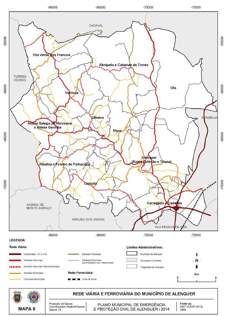 Mapa 8: Rede Viária e Ferroviária do Município de