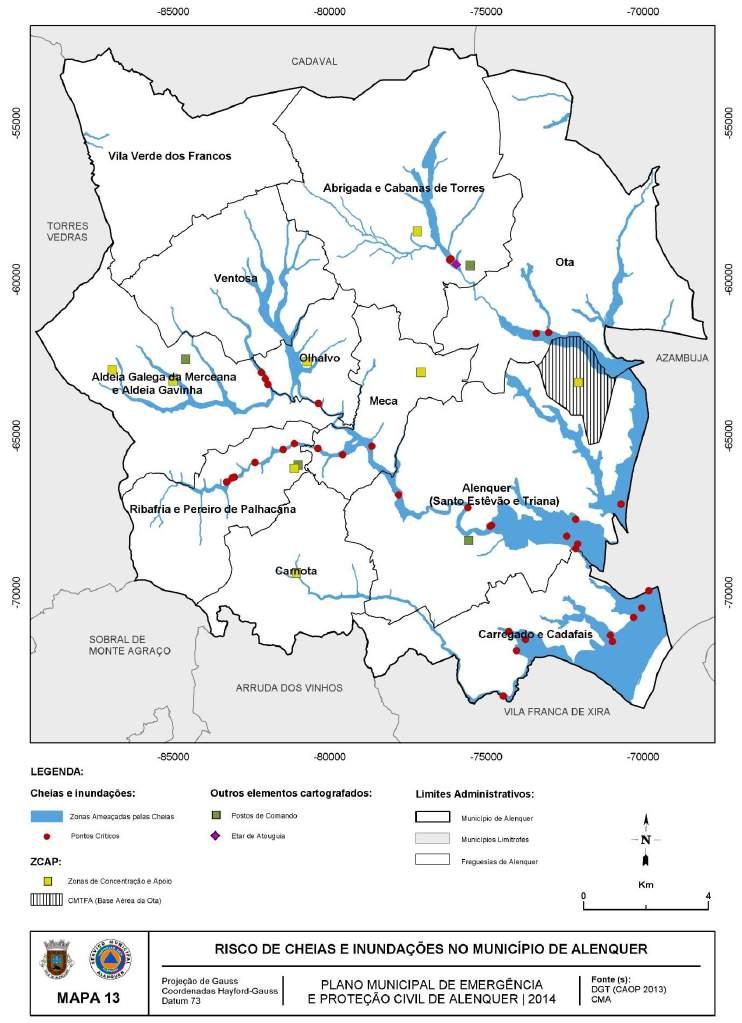 Mapa 13: Risco de Cheias e Inundações no Município de