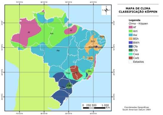 A umidade relativa do ar é normalmente mais elevada, com chuvas bem distribuídas ao longo de todo o ano.