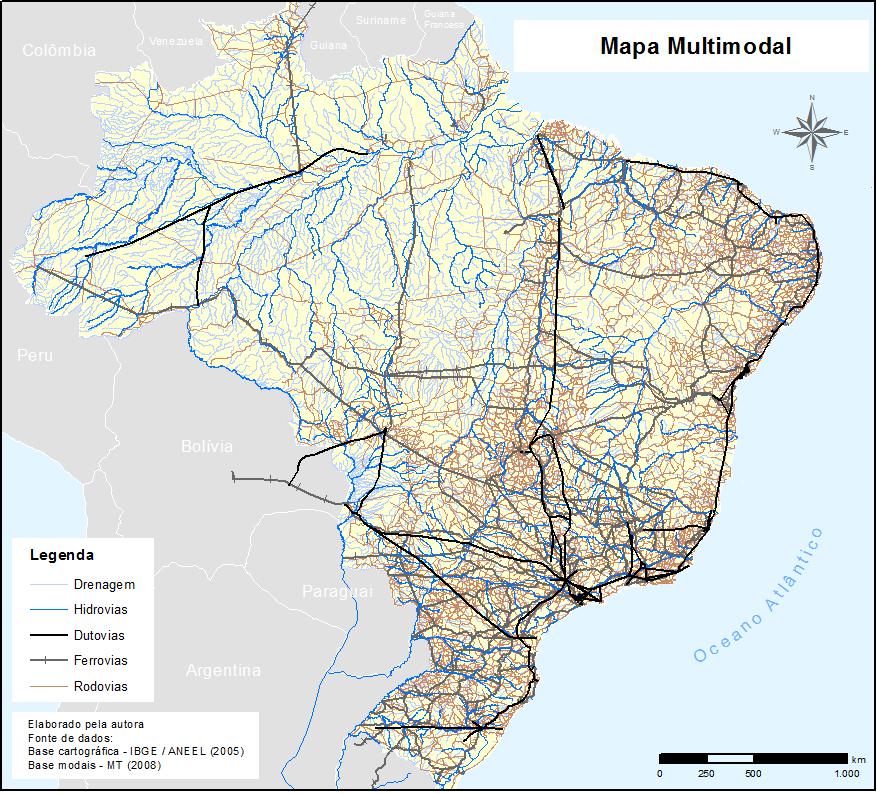 32 Figura 1 - Mapa dos principais modais de transporte do Brasil.