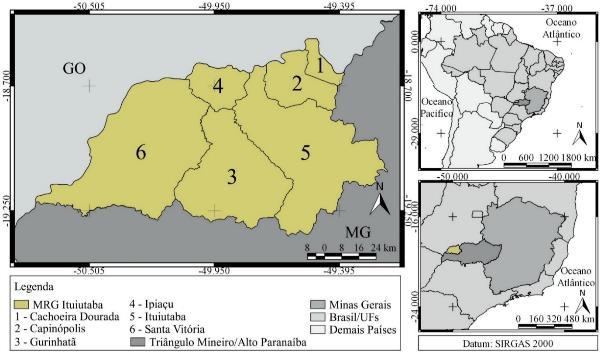 Mapa 01: Localização da Microrregião Geográfica de Ituiutaba Fonte: IBGE (2015). Org.: Victor Matheus da Cruz de Carvalho (2017).