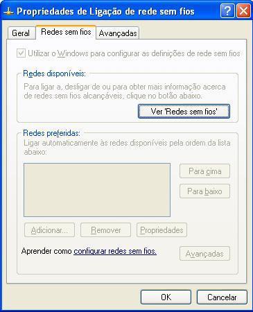De volta ao menu das propriedades da ligação selecione o separador " Redes Sem Fios".
