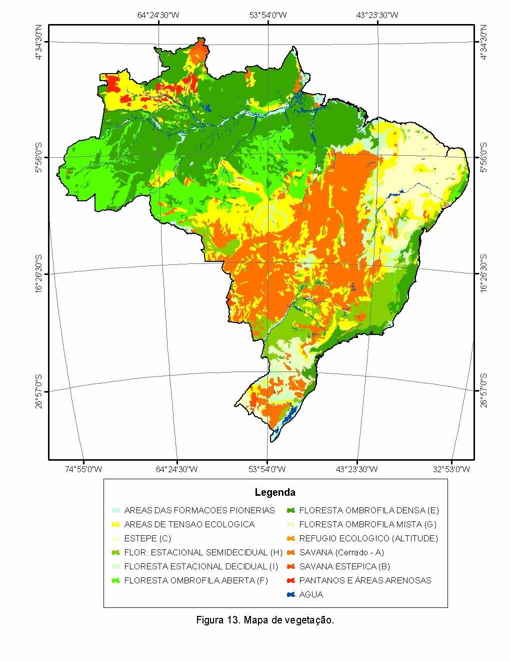 Mapa da Vegetação do