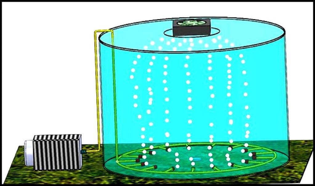 Fig. 20 - Imagem ilustrativa da caixa de água ocorrendo à aeração O método de Aeração Difusora pode ser