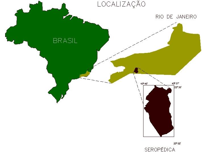 Figura 1 - Mapa de situação do município de Seropédica, onde está localizada a região de estudo.