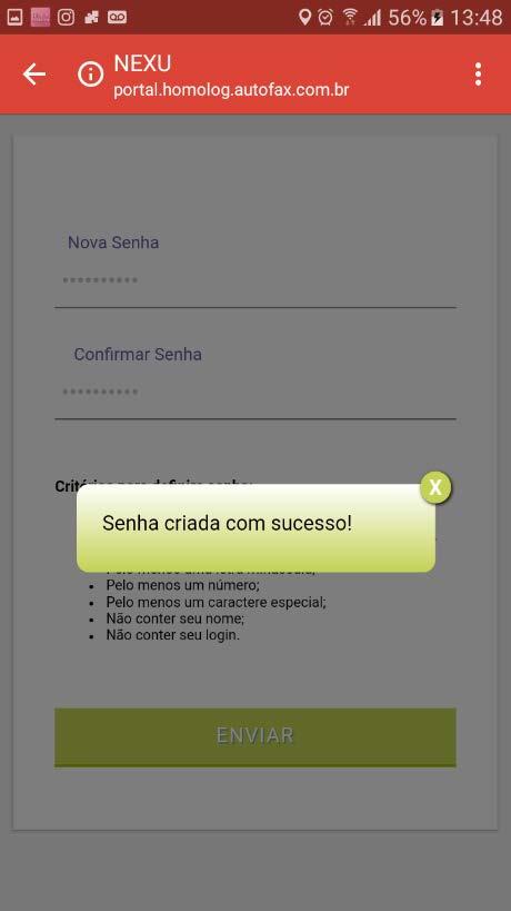 Nota: Após cadastrar sua senha, você pode sair do seu