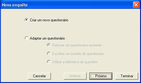 estando na tela inicial do sistema, clique em Nova enquete.