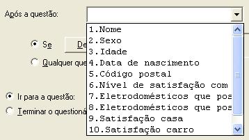 Para criar um desvio, estando na Lista das questões, acesse o menu Organizar e escolha o item Definir desvios.