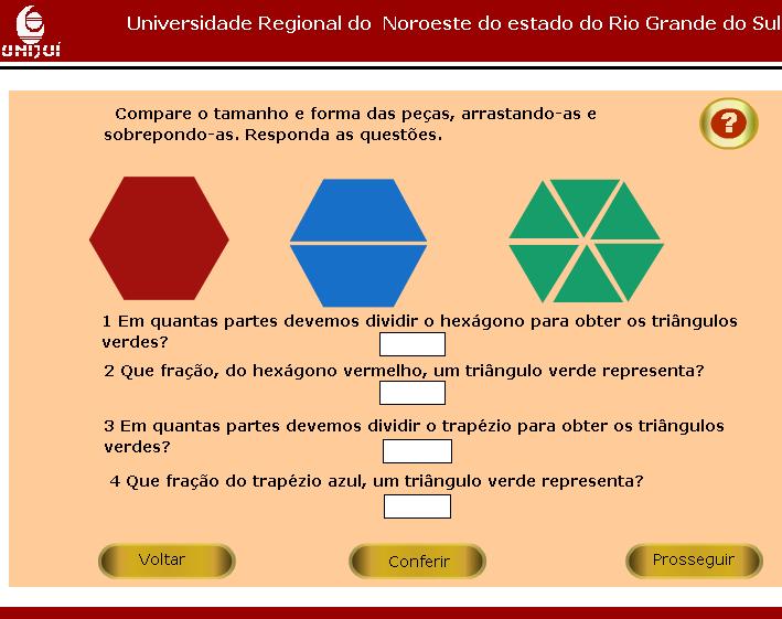 Clique sobre os trapézios, triângulos e hexágono, arrastando-os e