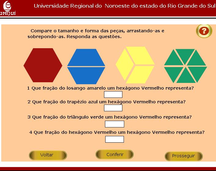 Clique sobre o hexágono, trapézios, losangos e triângulos, arrastando-os e