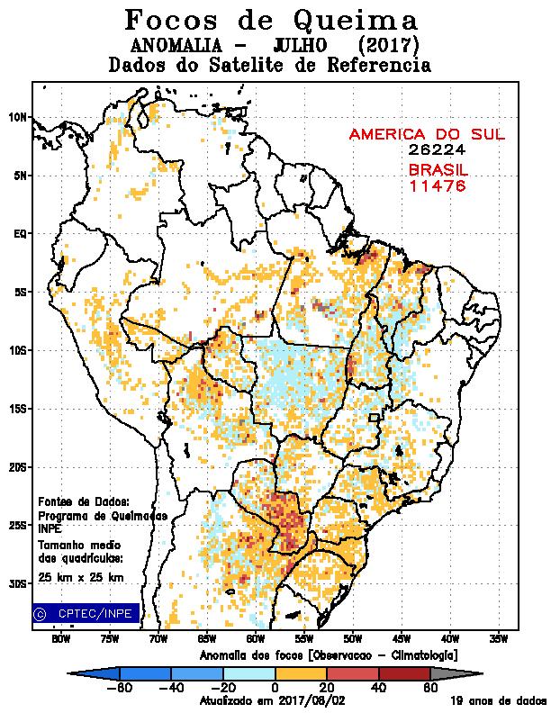 Ao longo deste mês somente uma frente fria conseguiu atingir as regiões Centro-Oeste e