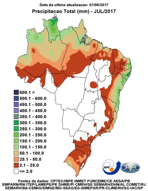 Entre os dias 18 e 19 uma ampla frente fria atuou desde o Amazonas até São Paulo sem