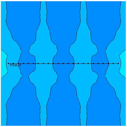 cone invertido em direção ao poço produtor, no entanto deve ser mencionado que a completação dos poços injetores nesta configuração foi realizada na base da camada.