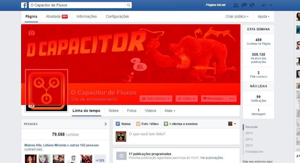 Anúncio - Facebook A página do Facebook