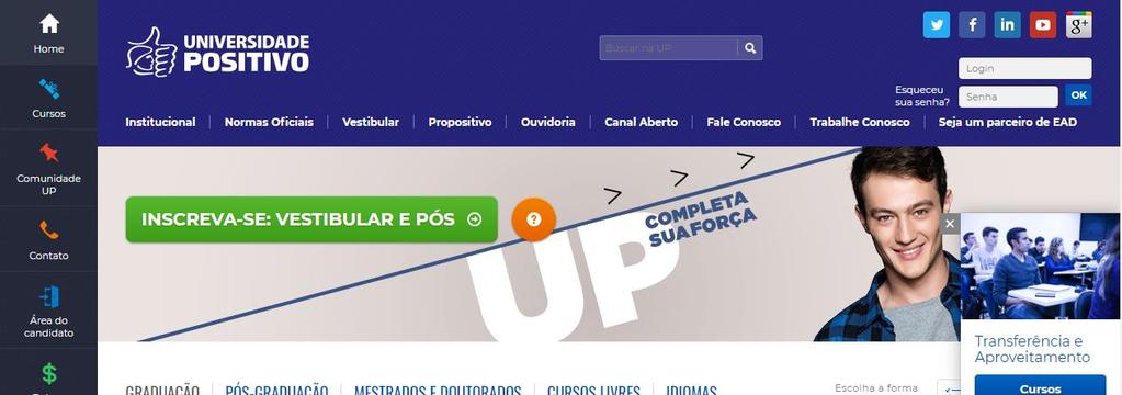 Acesse o Portal Acadêmico no site www.up.edu.