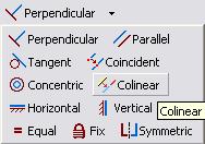 18 Colinear Para aplicar a relação geométrica, seleccione o comando Colinear do Panel Bar.