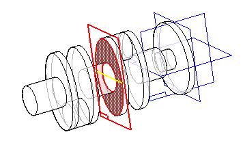Clique no comando Cut (Barra de Feature). Clique sobre a face mostrada na figura. Desenhe uma circunferência concêntrica ao cilindro excêntrico assim como na figura.