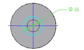 Desenhe uma circunferência concêntrica à formada pelo cilindro, cote-a e edite a cota para o