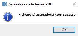 OK, onde de seguida deverá ver a mensagem: Ficheiro