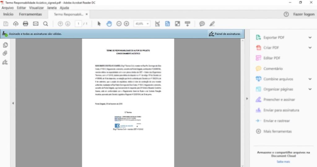 O seu documento está assinado digitalmente e quando