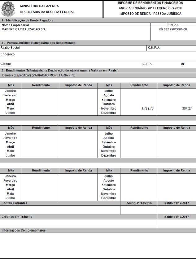 do Informe de Rendimentos Financeiros o valor do Imposto de Renda