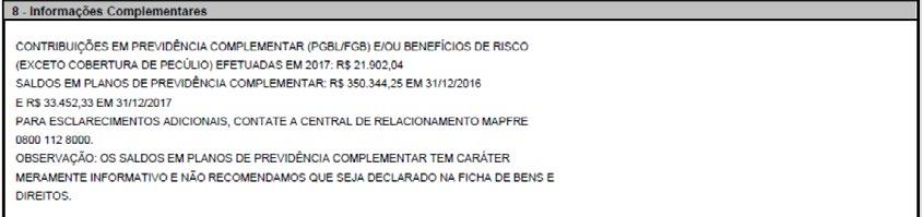 seu plano PGBL: Preencher a descrição de contribuição em previdência,